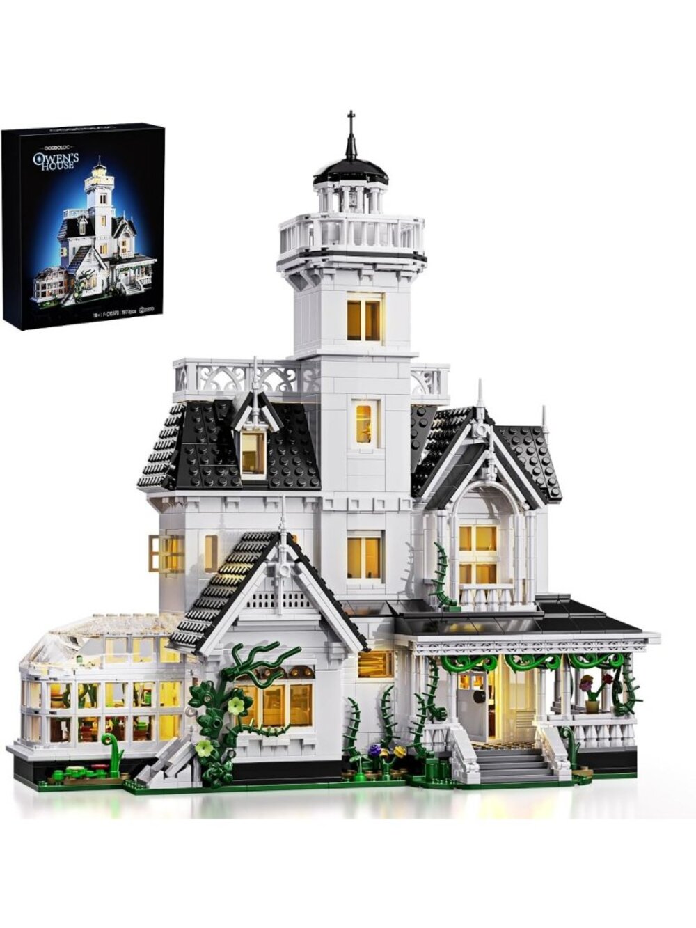 Haunted House Building Set with LED Lights, Creative Blocks Toy for Kids